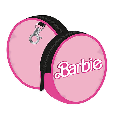 Monedero Redondo con cremallera y mosquetón 9x9x2cm de MATTEL-Barbie