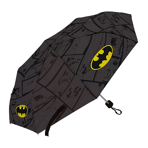 Paraguas de poliéster plegable de Warner Bros. ™ -Batman, 8 paneles, diámetro 96cm, apertura manual, a prueba de viento