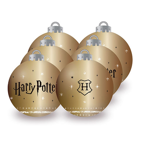 Lot de 6 boules de Noël - Doré - Harry Potter