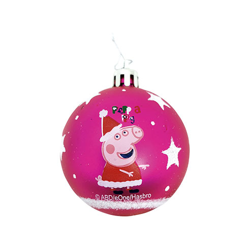 Lot de 6 boules de Noël - Rose - Peppa Pig