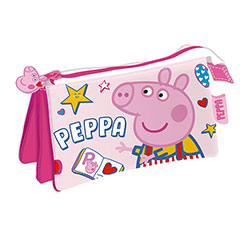AR37099-Triple pencil case - Heart - Peppa Pig