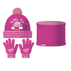 AR37109-EONE-Peppa Pig Set of magic gloves, hat and knitted buff EONE-Peppa Pig