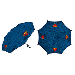 AR48025-Paraguas de poliéster plegable de Warner Bros. ™ -Superman, 8 paneles, diámetro 96cm, apertura manual, a prueba de viento