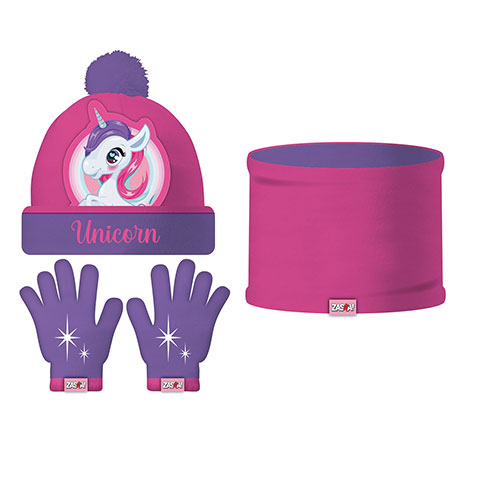 Set di guanti, berretto e scaldacollo ZASKA-Unicorno