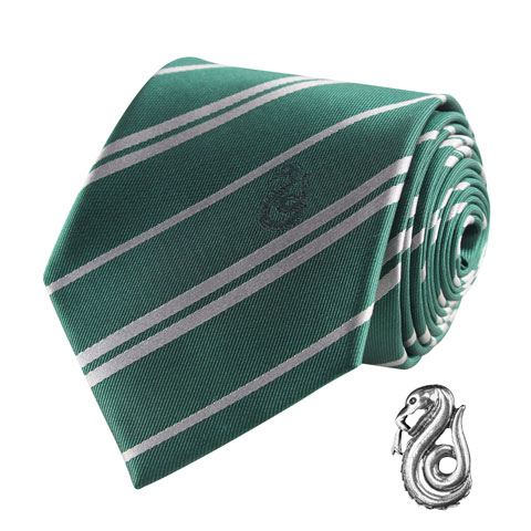 Cravate Deluxe Serpentard avec pin's - Harry Potter