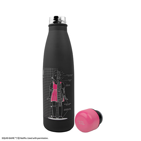 Insulated water bottle Young-hee Blue Print Black - Squid Game