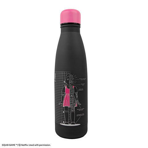 Insulated water bottle Young-hee Blue Print Black - Squid Game