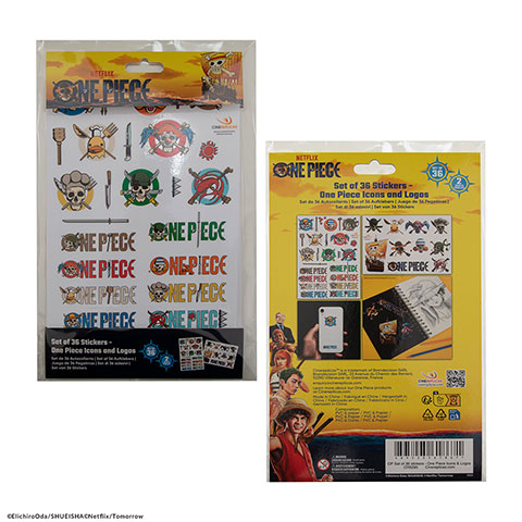 Set de 36 stickers logos et items - One Piece