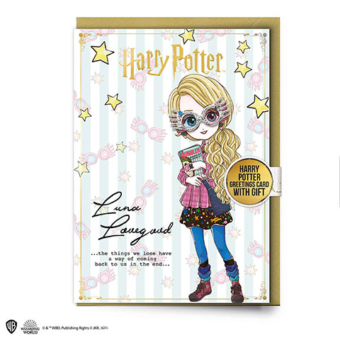 Grußkarte Luna Lovegood mit Pin - Harry Potter
