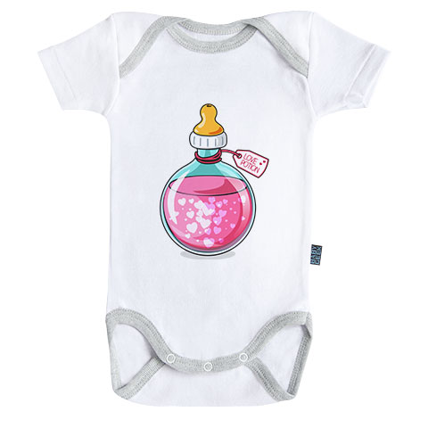 Love Potion - Body Bébé manches courtes - coton blanc et gris