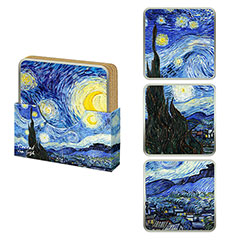 MAP4211-Kit di 4 sottobicchieri - La Notte Stellata - Vincent Van Gogh