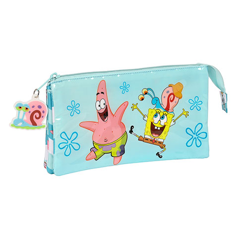 Triple flat pencil case - Bob & Patrick & Gary - Stay positive - SpongeBob SquarePants