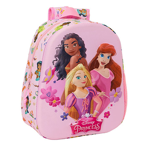 Zaino 3D - 33 x 27 x 10 cm - Rapunzel, Ariel & Moana - Principesse Disney