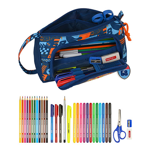 Double pencil case & stationery set (32 pieces) - Speed club - Hot Wheels ™