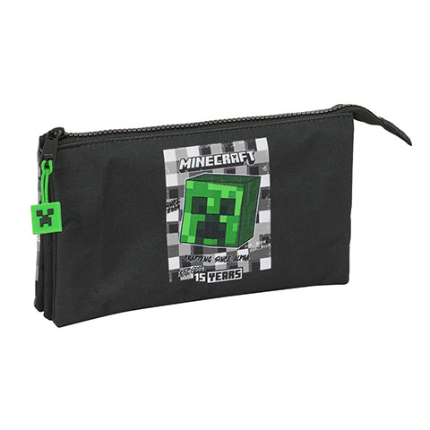 Triple flat pencil case - Creeper - Minecraft