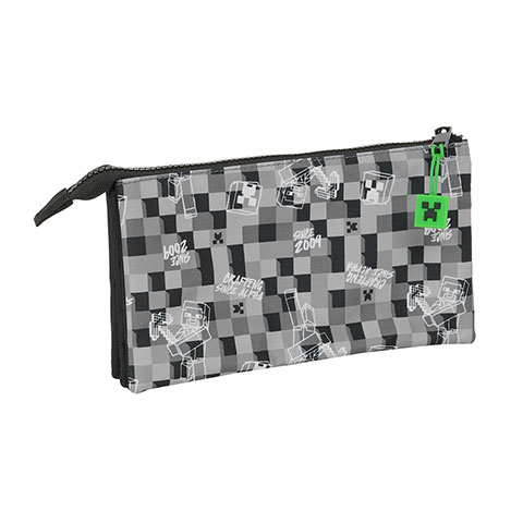 Triple flat pencil case - Creeper - Minecraft