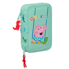 SF37016-Double pencil case & stationery set (28 pieces) - George - Peppa Pig
